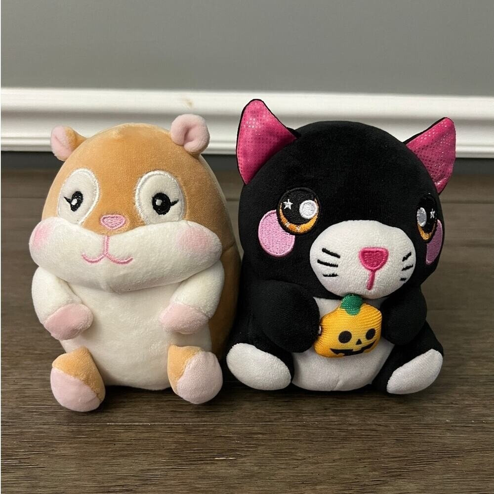 Nanco Belly Buddies Hamster & Claires Exclusive‎ Halloween Squeezamal Cat Plush